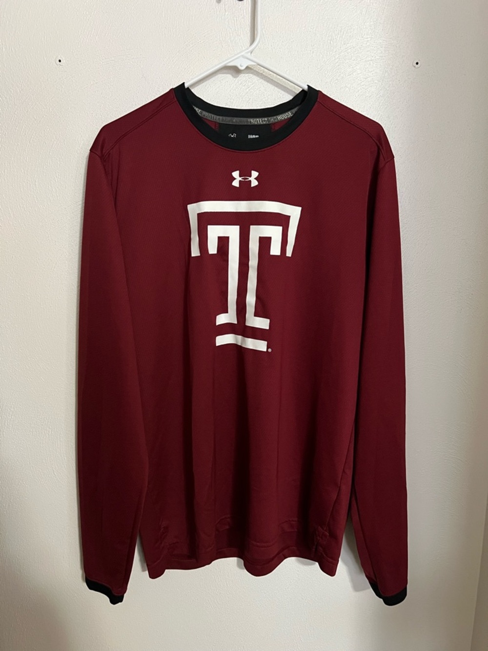 UNDER ARMOUR Heat Gear Temple University Performance T Shirt‎ Maroon Men's Sz L